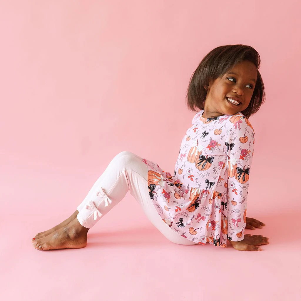 Bamboo Peplum Top & Legging with Bows Outfit Set - Regan (Pumpkin) - Image 2
