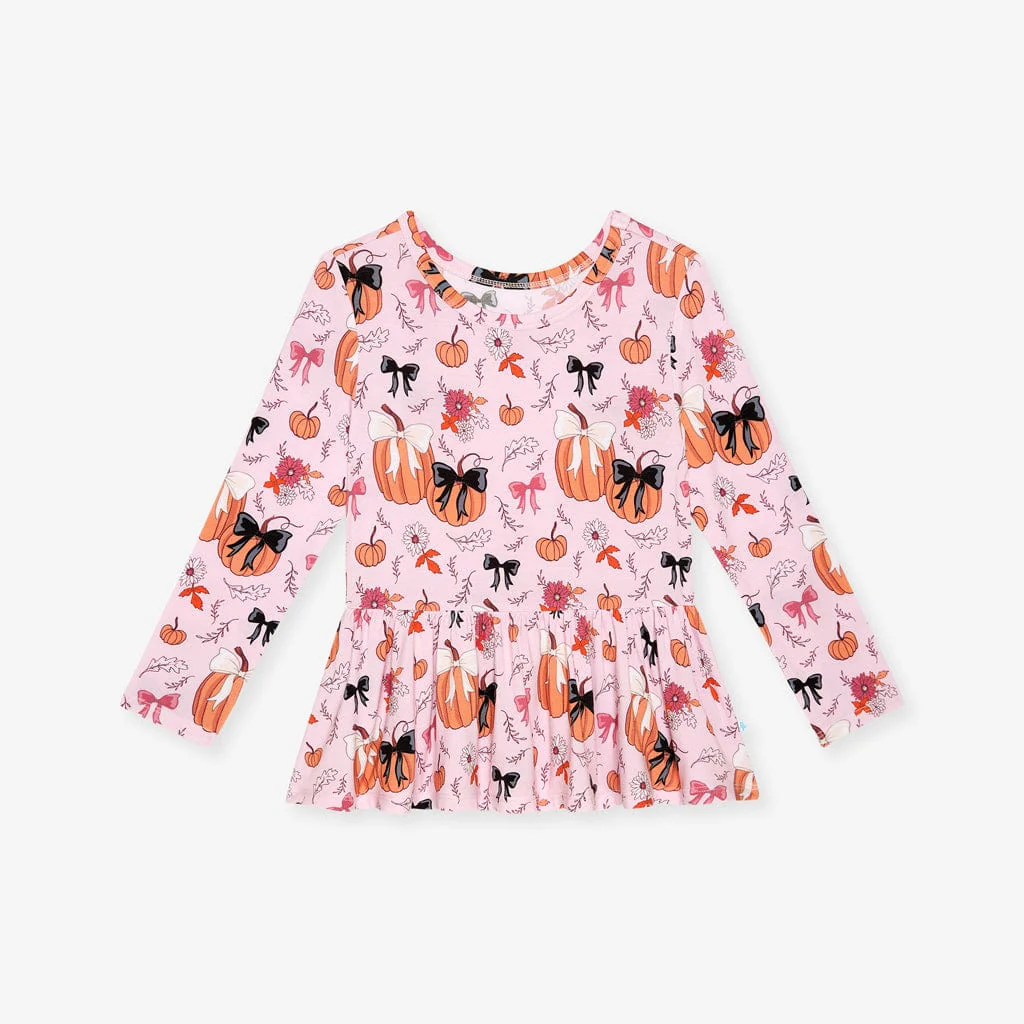 Bamboo Peplum Top & Legging with Bows Outfit Set - Regan (Pumpkin) - Image 5