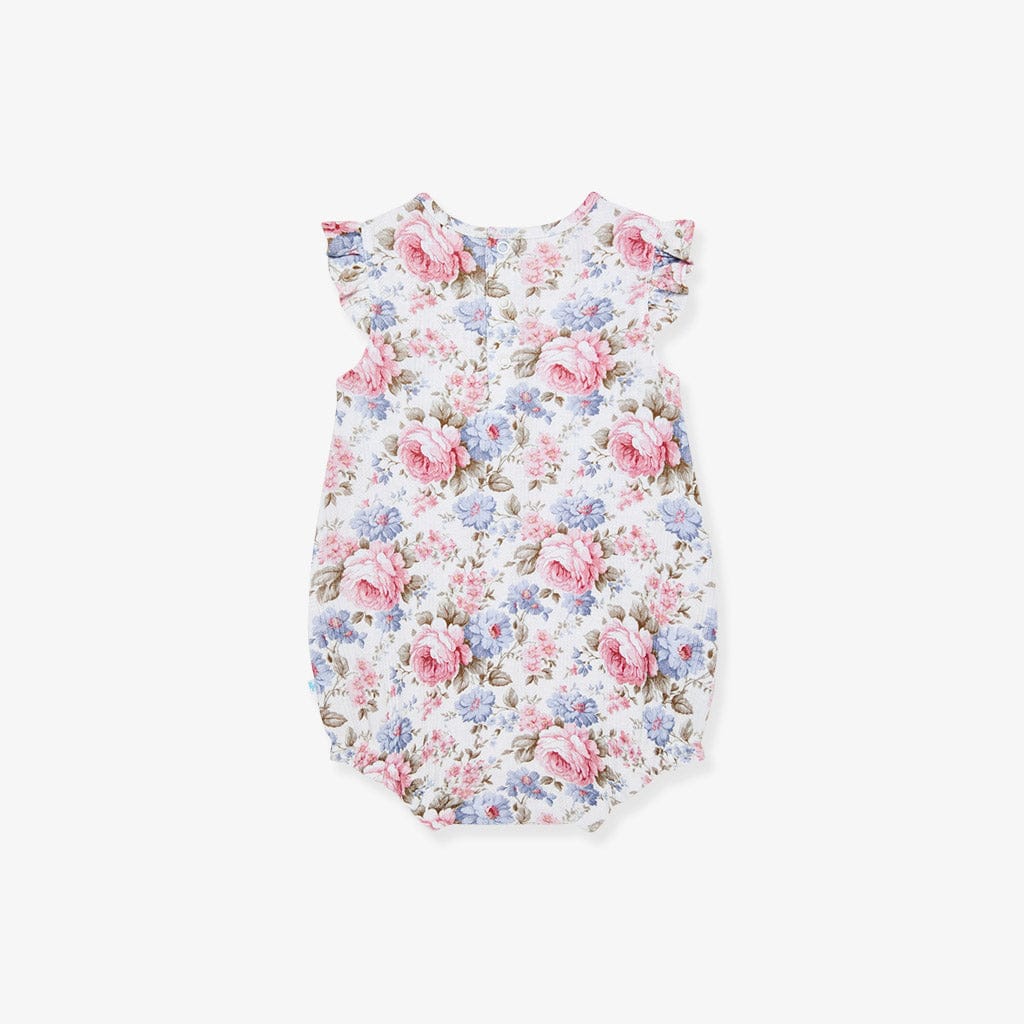 Bamboo Pointelle Cap Sleeve Ruffled Bubble Romper - Etta (Floral) - Image 4