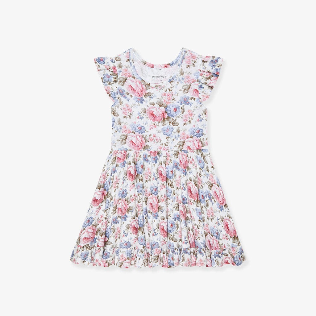 Bamboo Pointelle Cap Sleeve Ruffled Twirl Dress - Etta (Floral) - Image 3