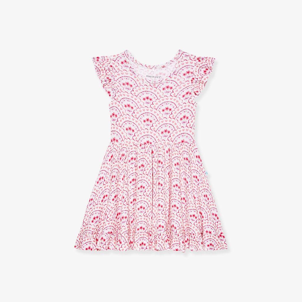 Bamboo Pointelle Cap Sleeve Ruffled Twirl Dress - Janelle (Floral)