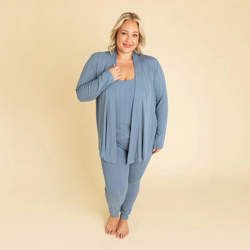Bamboo Pointelle Fly Away Cardigan - Slate - Image 2