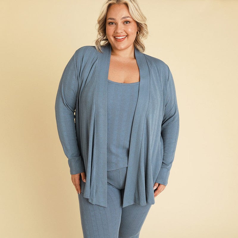 Bamboo Pointelle Fly Away Cardigan - Slate - Image 3