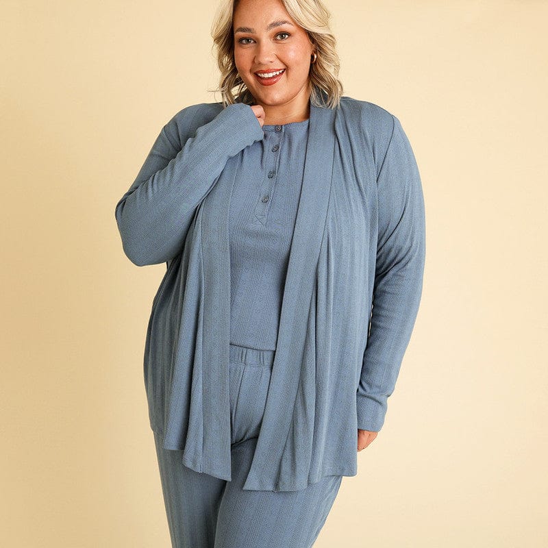 Bamboo Pointelle Fly Away Cardigan - Slate - Image 5