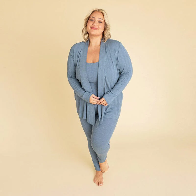 Bamboo Pointelle Fly Away Cardigan - Slate - Image 6