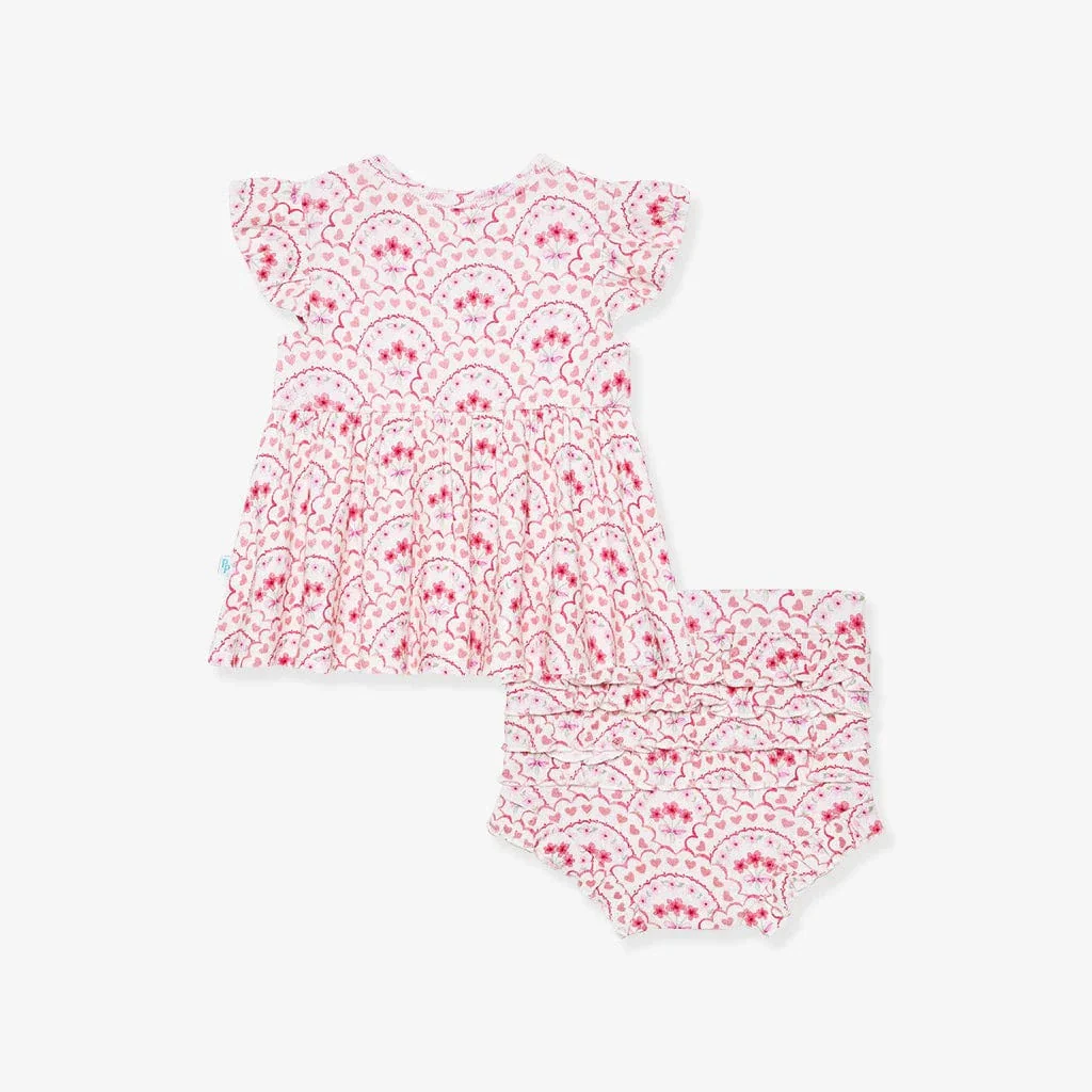 Bamboo Pointelle Peplum Top and Bummie Outfit Set - Janelle (Floral) - Image 3