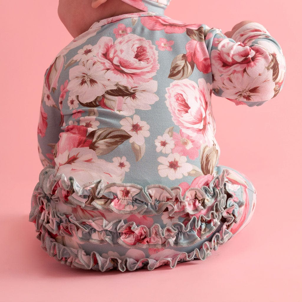 Bamboo Ruffle Footie with 2-Way Zipper - Briana (Floral) - Image 3