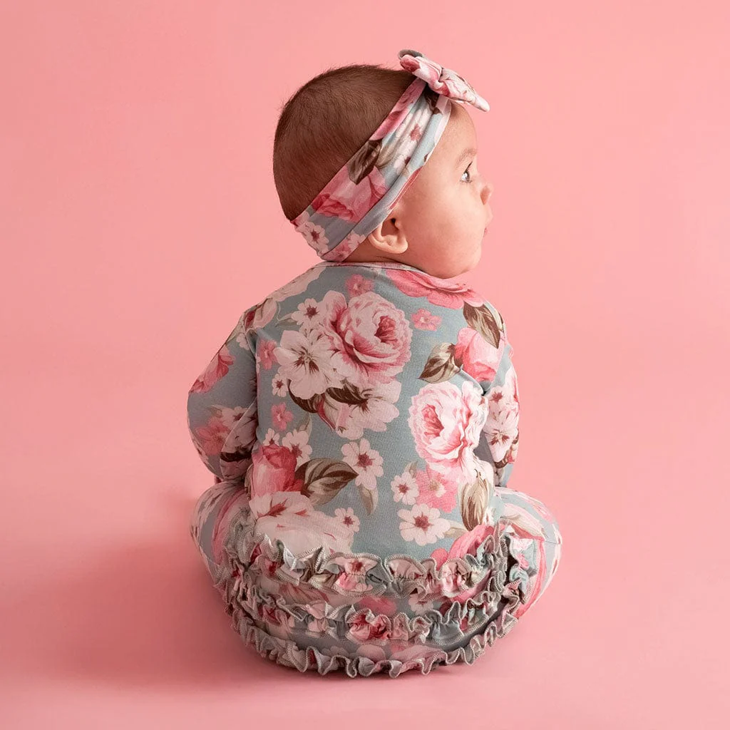 Bamboo Ruffle Footie with 2-Way Zipper - Briana (Floral) - Image 4