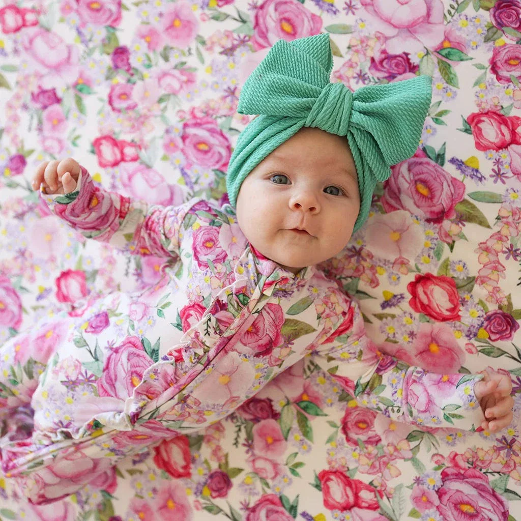 Bamboo Ruffle Footie with 2-Way Zipper - Elly (Floral) - Image 3