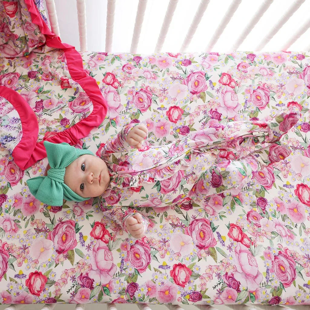Bamboo Ruffle Footie with 2-Way Zipper - Elly (Floral) - Image 4