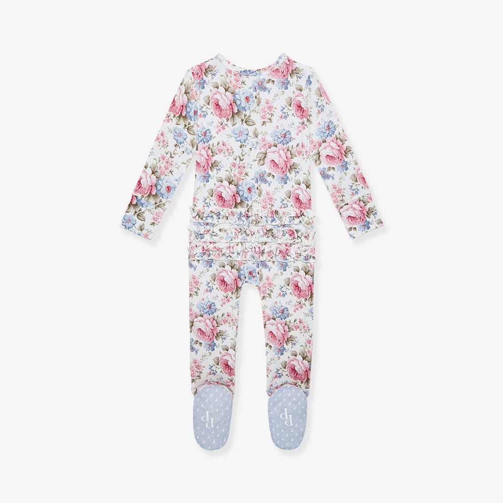 Bamboo Ruffle Footie with 2-Way Zipper - Etta (Floral) - Image 2