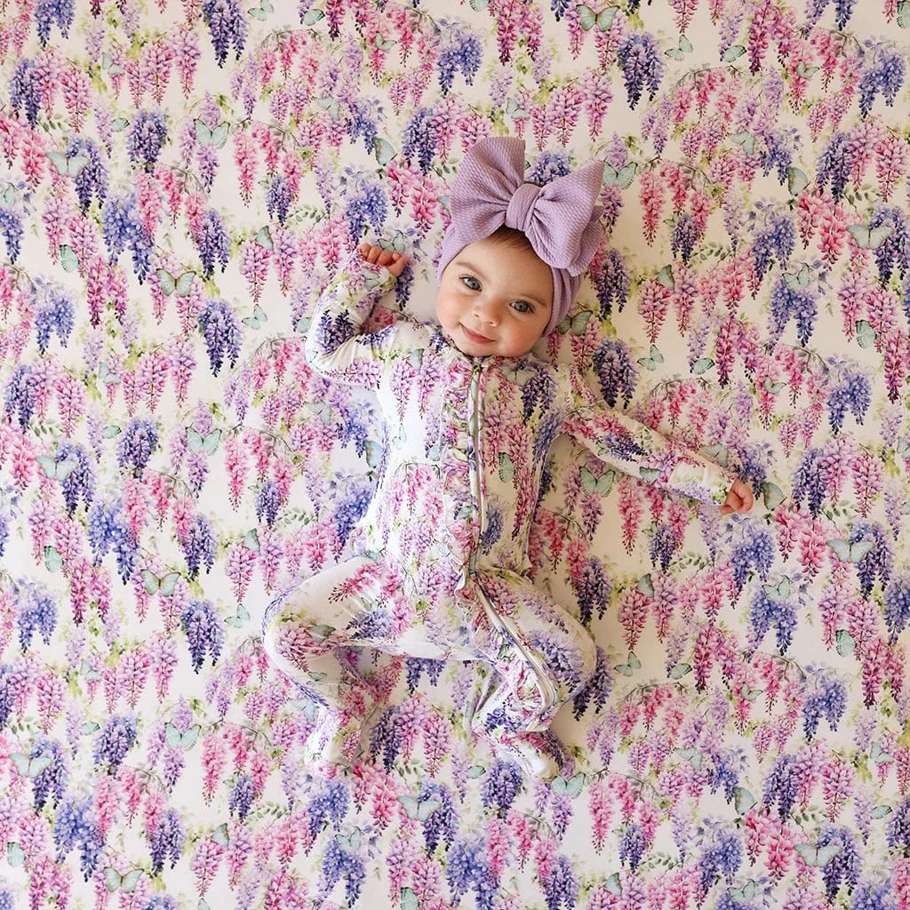Bamboo Ruffle Footie with 2-Way Zipper - Laura Jane (Floral) - Image 3