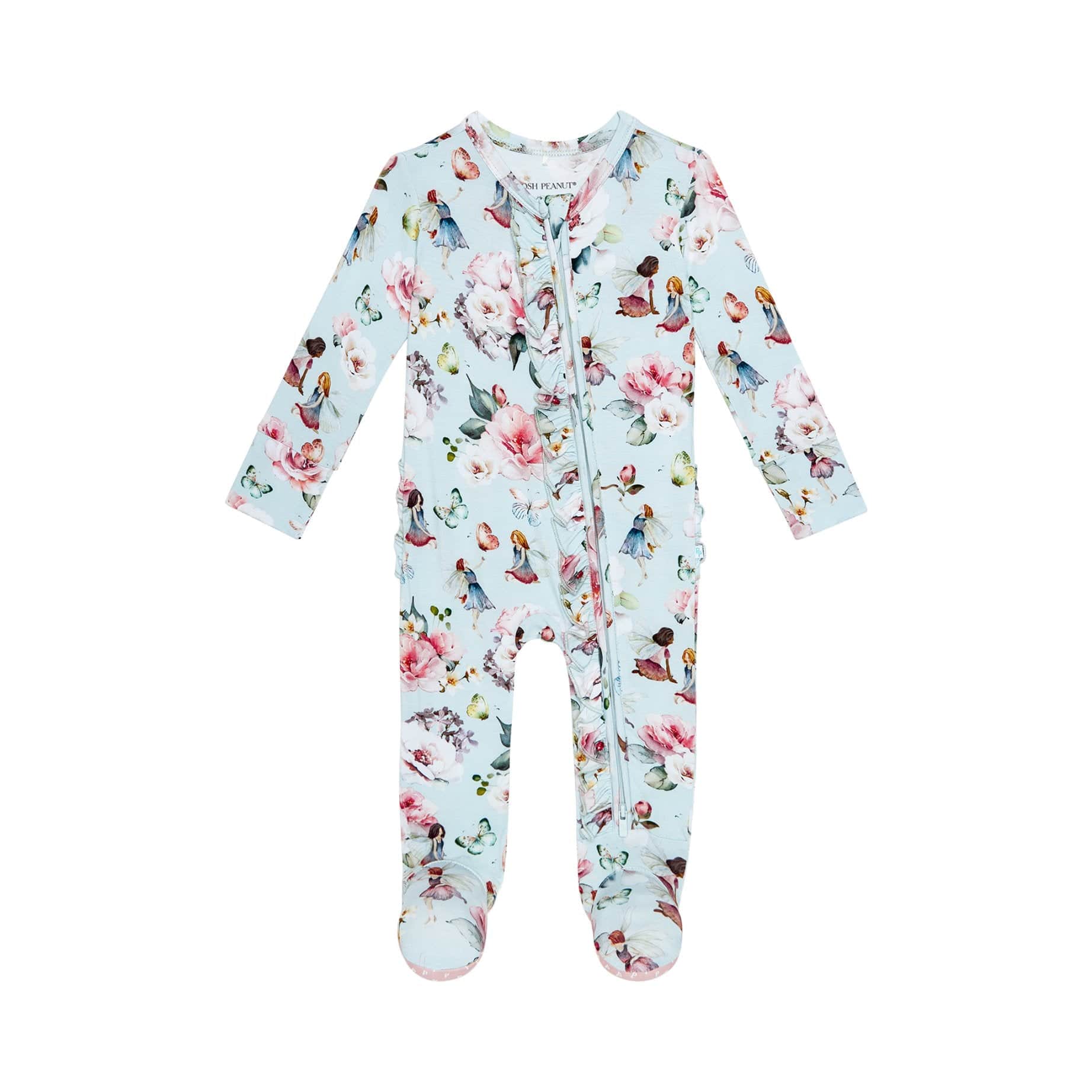 Bamboo Ruffle Footie with 2-Way Zipper - Melinda (Fairies) - Image 3