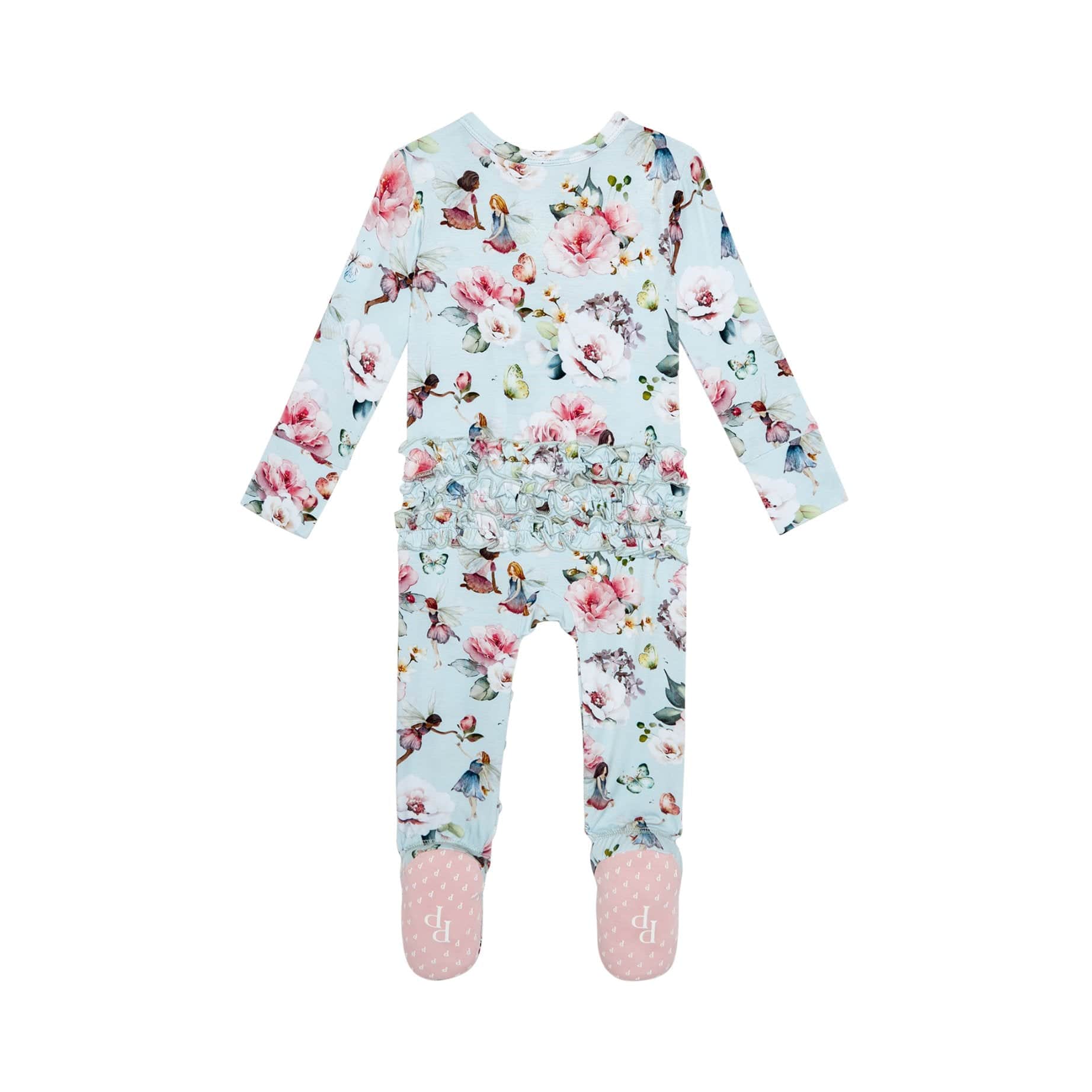 Bamboo Ruffle Footie with 2-Way Zipper - Melinda (Fairies) - Image 4