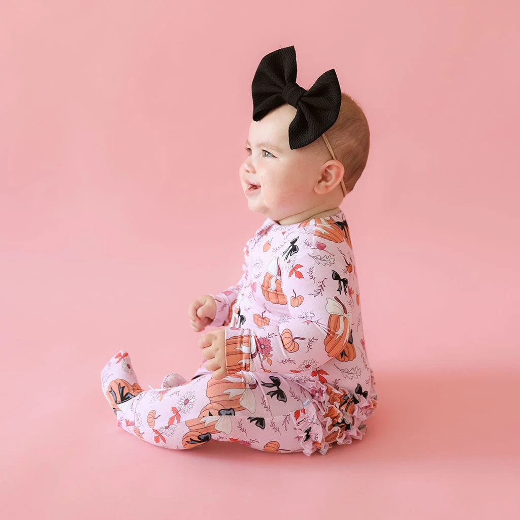 Bamboo Ruffle Footie with 2-Way Zipper - Regan (Pumpkin) - Image 5