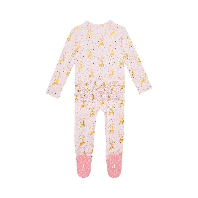 Bamboo Ruffle Footie with Zipper - Ryleigh (Reindeer) - Image 3