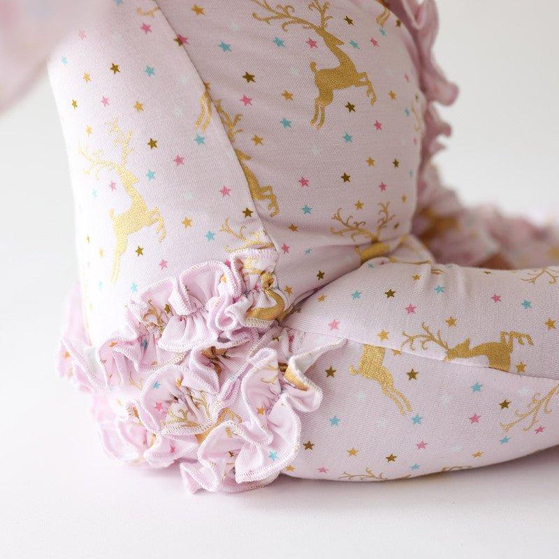 Bamboo Ruffle Footie with Zipper - Ryleigh (Reindeer) - Image 5