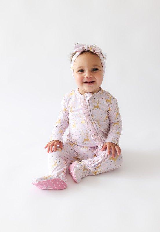 Bamboo Ruffle Footie with Zipper - Ryleigh (Reindeer) - Image 6