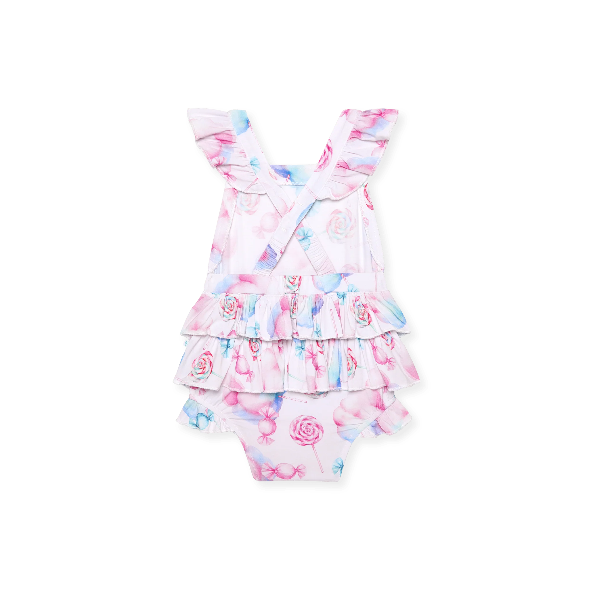 Bamboo Ruffled Strap Bubble Romper - Sweeties (Cotton Candy) - Image 2