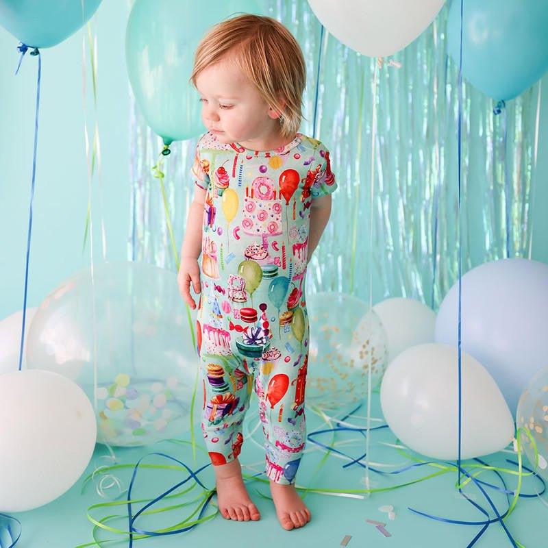 Bamboo Short Sleeve Basic Romper - Happy Birthday - Image 2