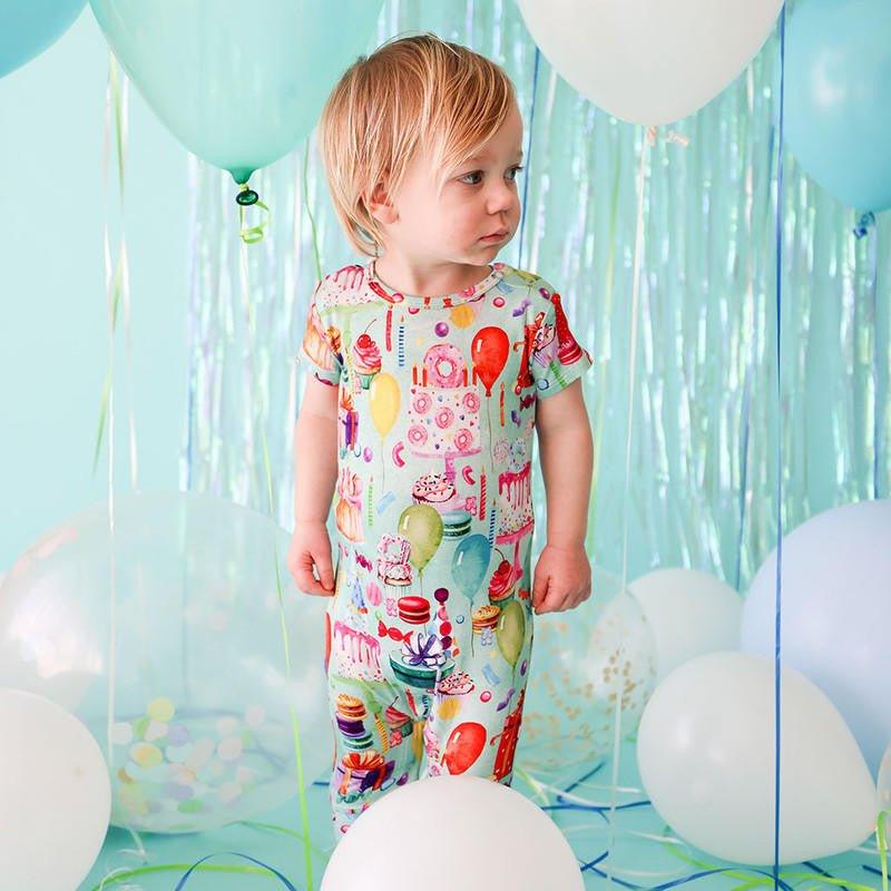 Bamboo Short Sleeve Basic Romper - Happy Birthday - Image 4