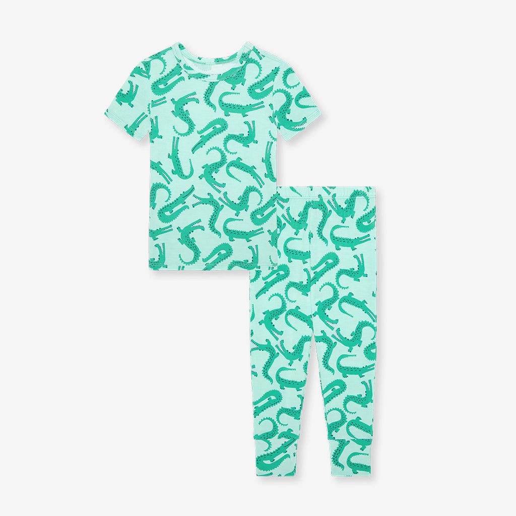 Bamboo Short Sleeve Pajama Set - Smiles (Crocodiles) - Image 2