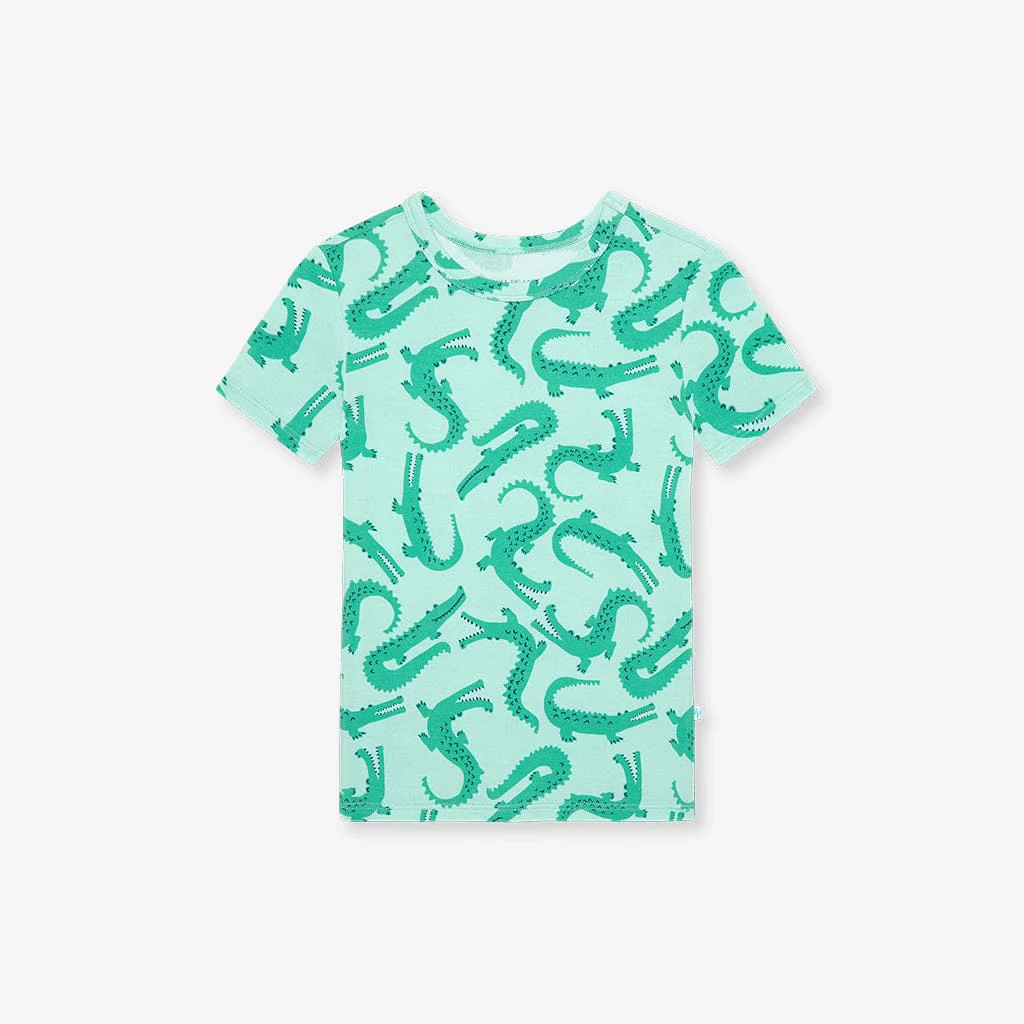 Bamboo Short Sleeve Pajama Set - Smiles (Crocodiles) - Image 4