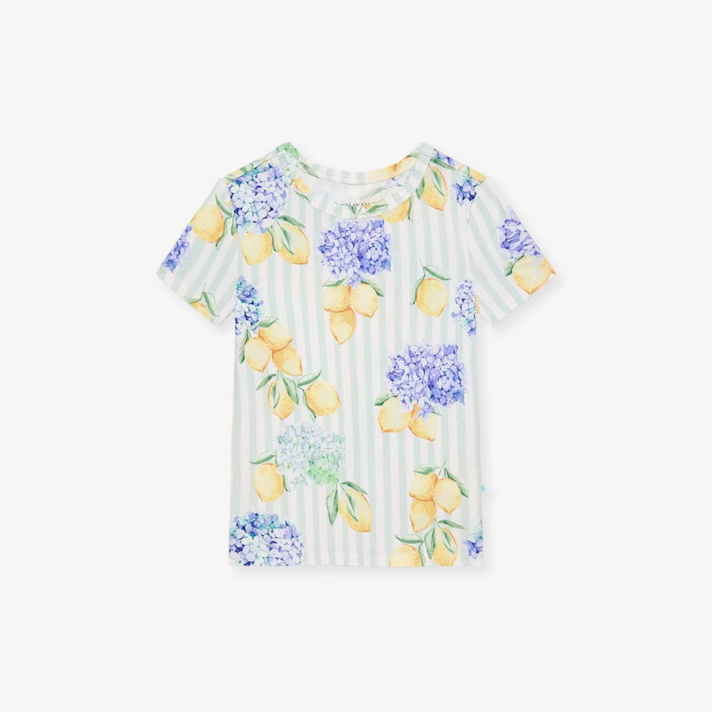 Bamboo Short Sleeve Pajama Set with Shorts - Nicola (Lemon Floral) - Image 2