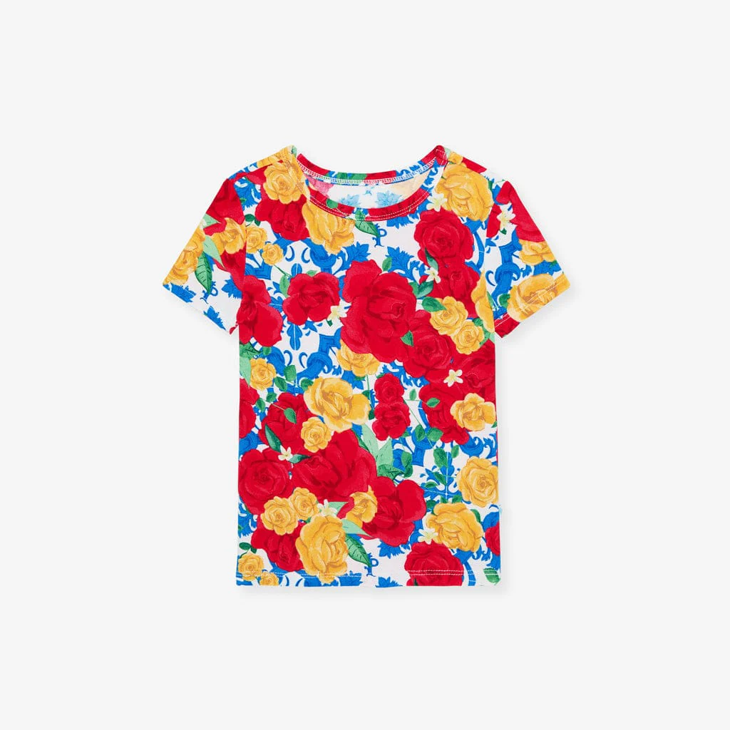 Bamboo Short Sleeve Pajama Set with Shorts - Valentina (Floral) - Image 2