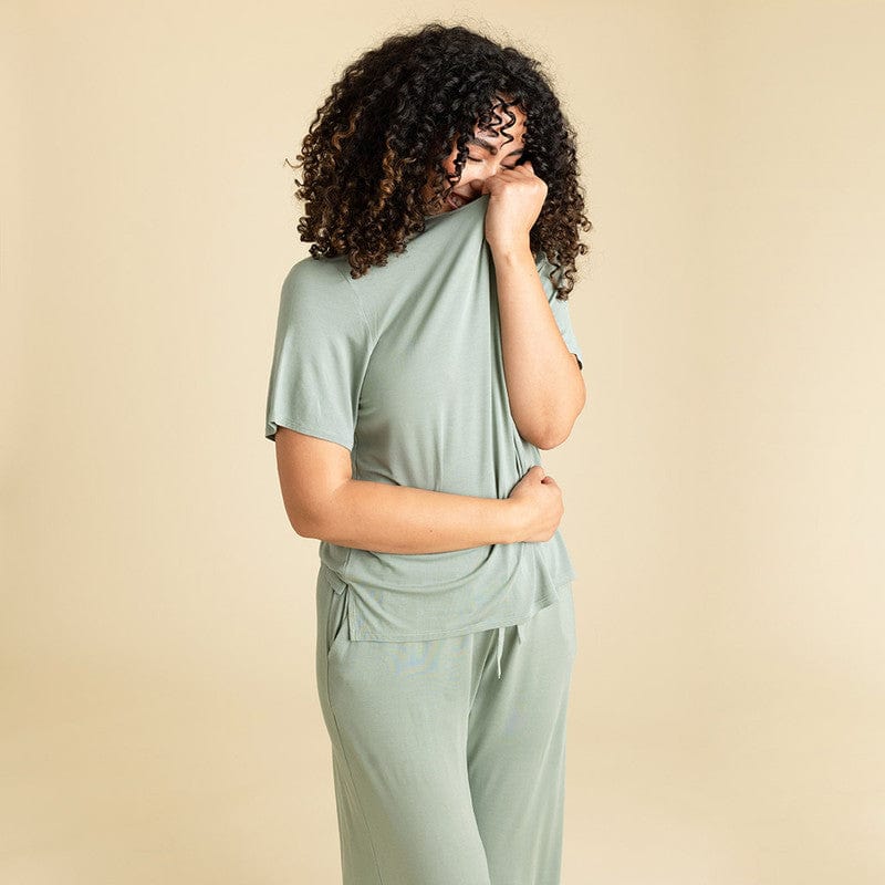 Bamboo Short Sleeve Relaxed Tee Shirt - Soft Jade - Image 2