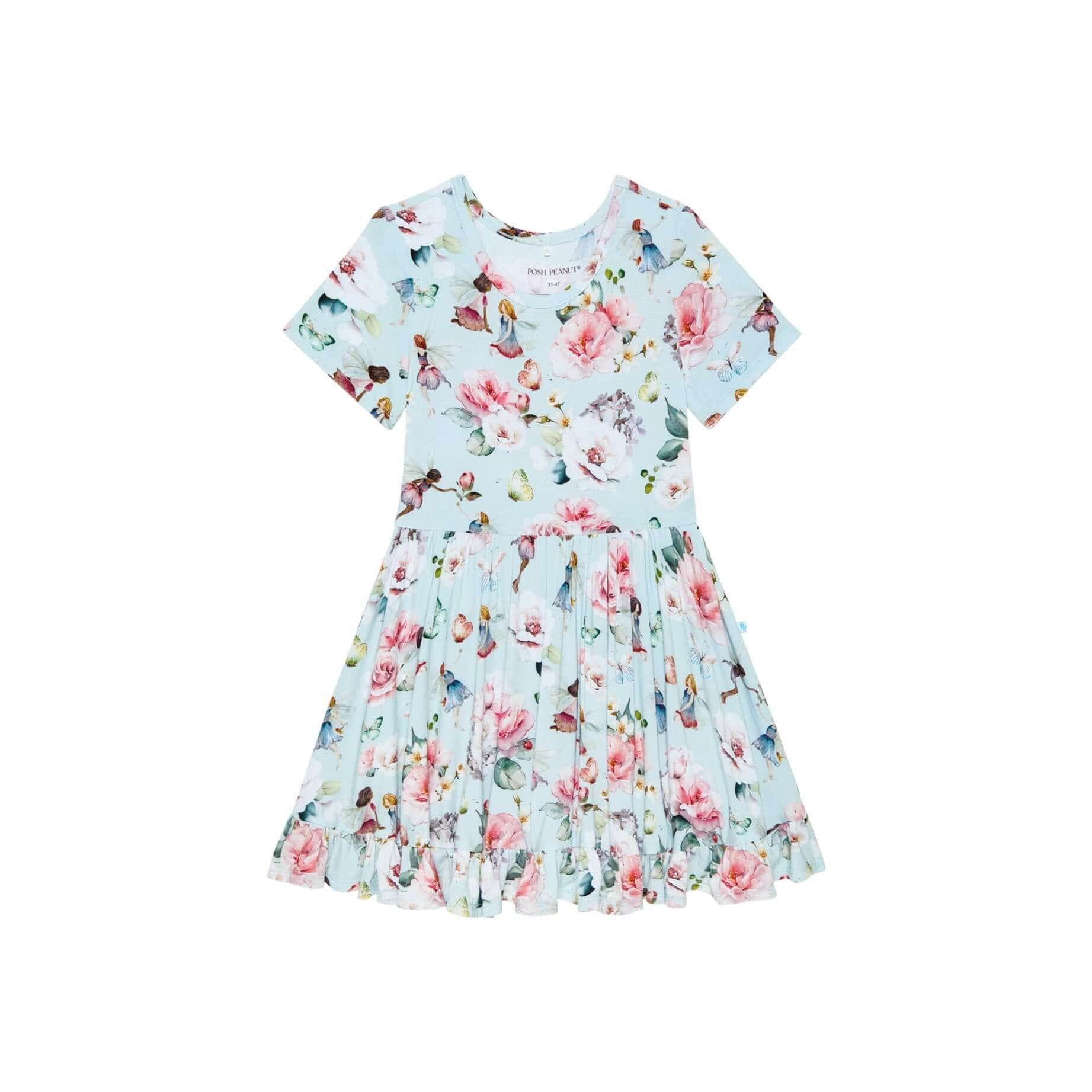 Bamboo Short Sleeve Ruffled Twirl Dress - Melinda (Fairies) - Image 2