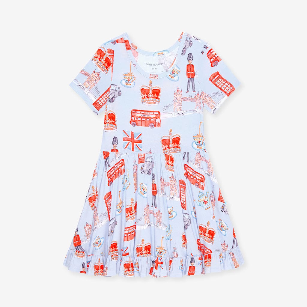 Bamboo Short Sleeve Ruffled Twirl Dress - Posh London