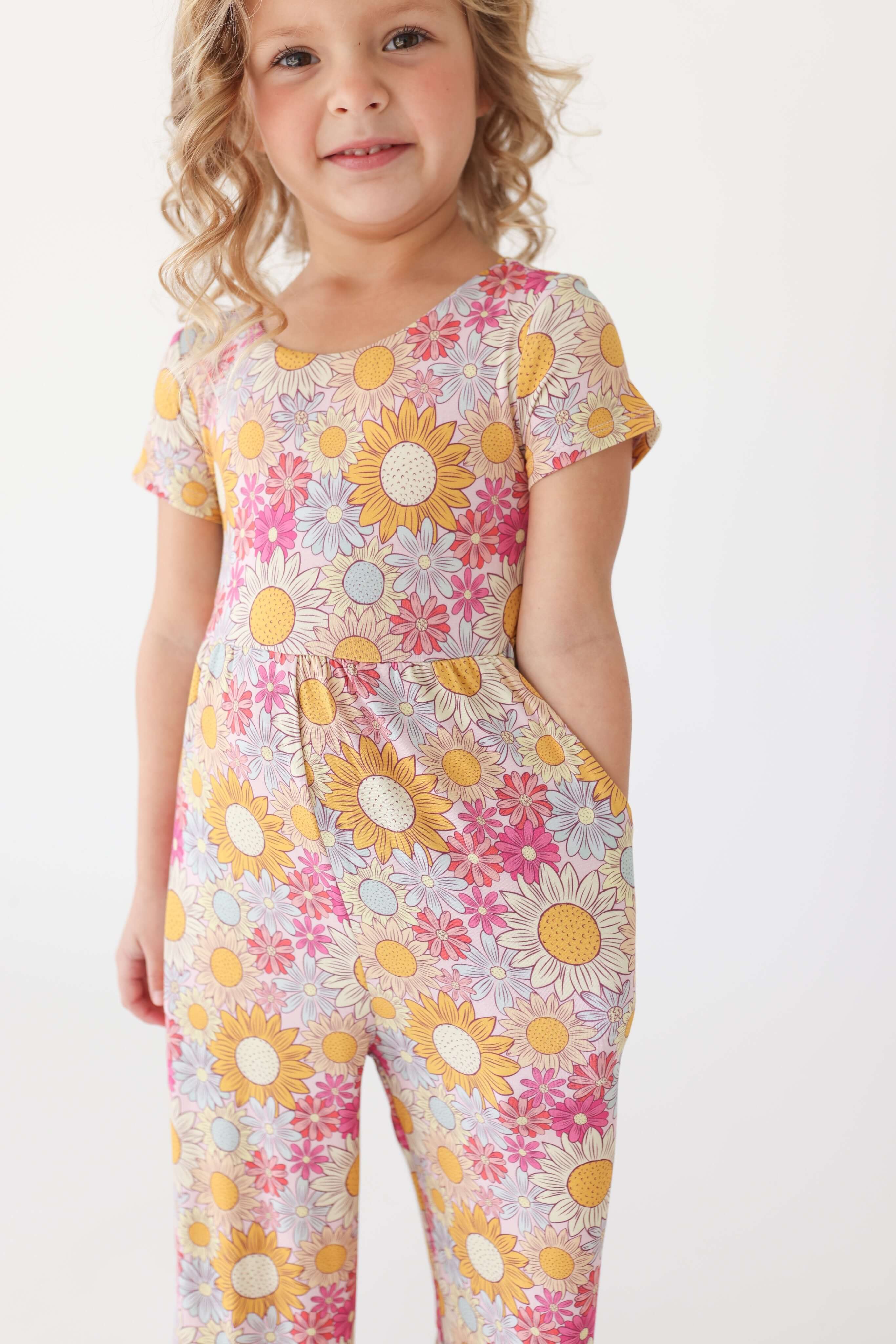 Bamboo Short Sleeve Wide Leg Jumpsuit - Rosalinda (Floral) - Image 2