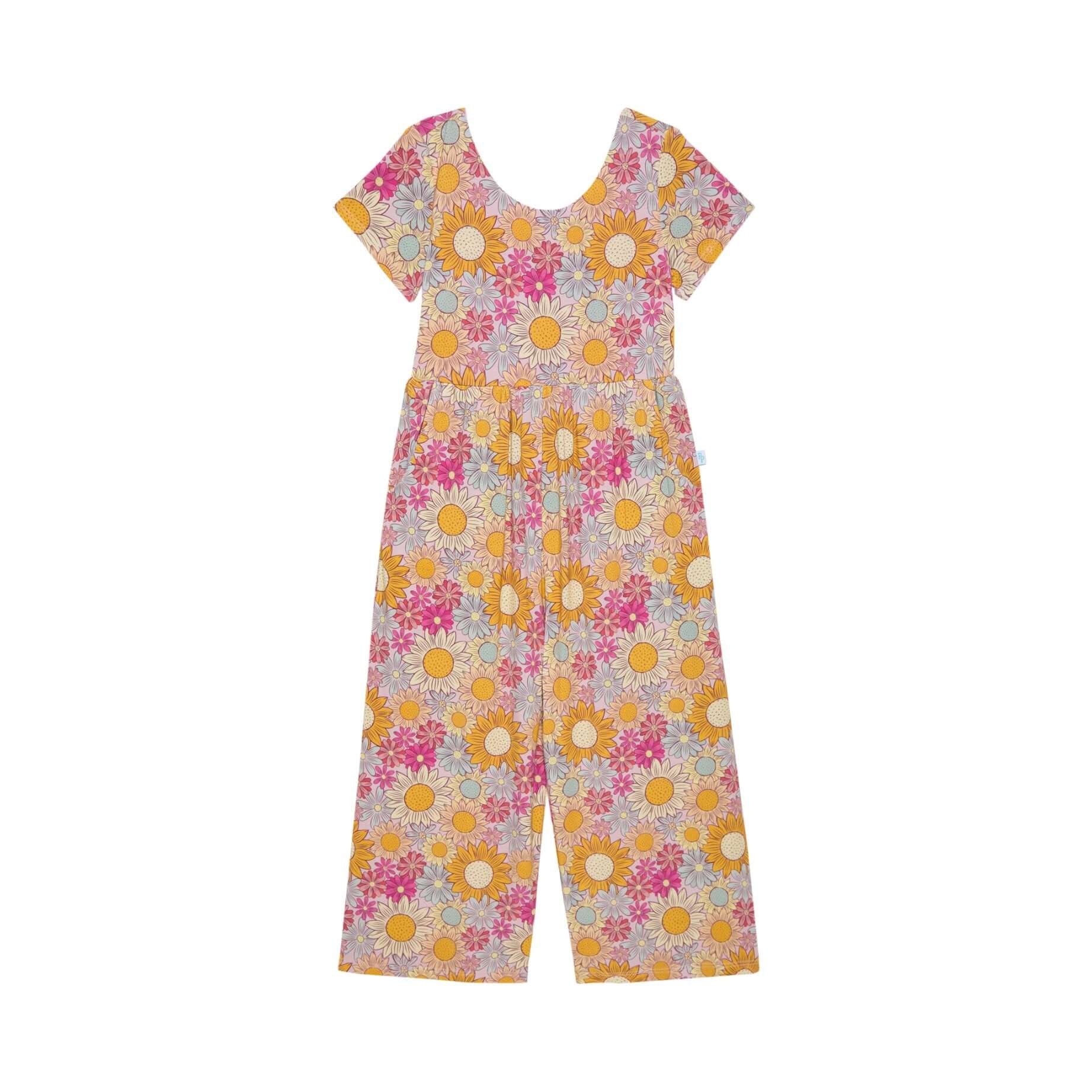 Bamboo Short Sleeve Wide Leg Jumpsuit - Rosalinda (Floral) - Image 3