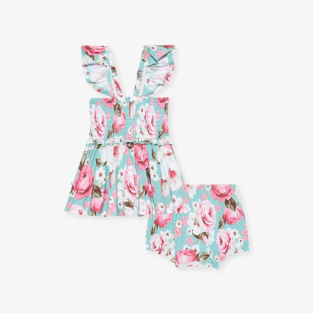 Bamboo Smocked Babydoll Top & Bummies Outfit Set - Briana (Floral) - Image 5