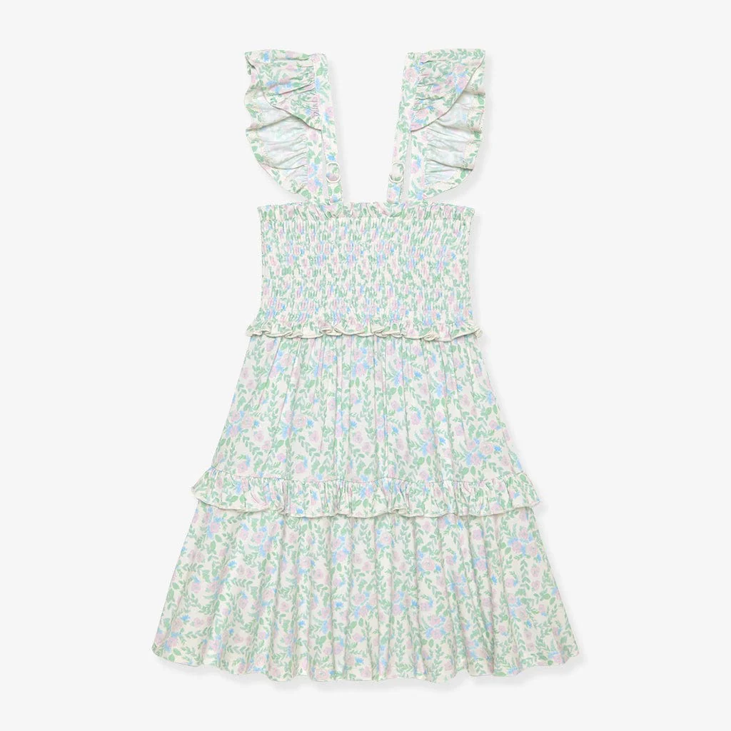 Bamboo Smocked Flutter Sleeve Babydoll Dress - Prairie Floral - Image 5