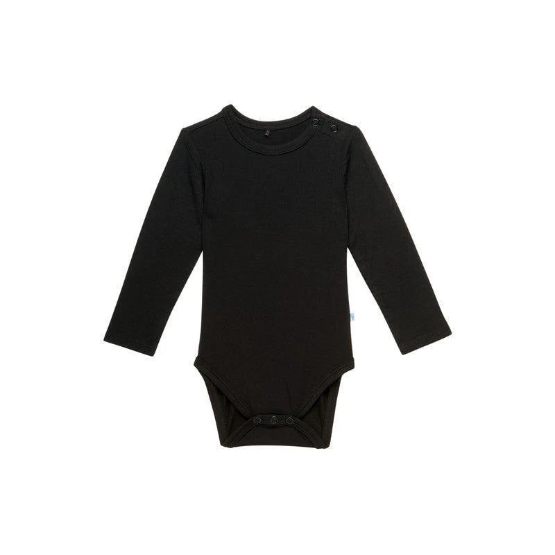 Solid Bamboo Long Sleeve Basic Bodysuit - Black