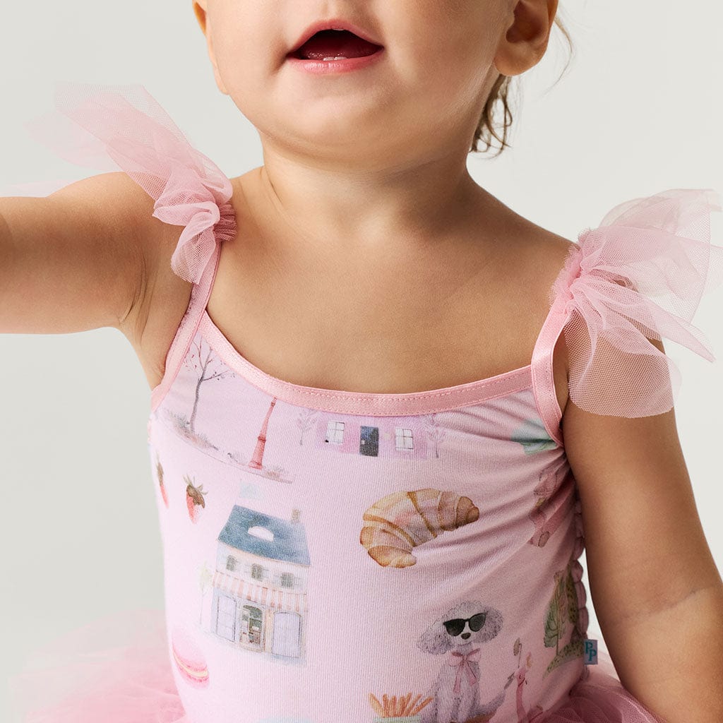 Bamboo Tulle Smocked Bodysuit Dress - Posh Paris - Image 2
