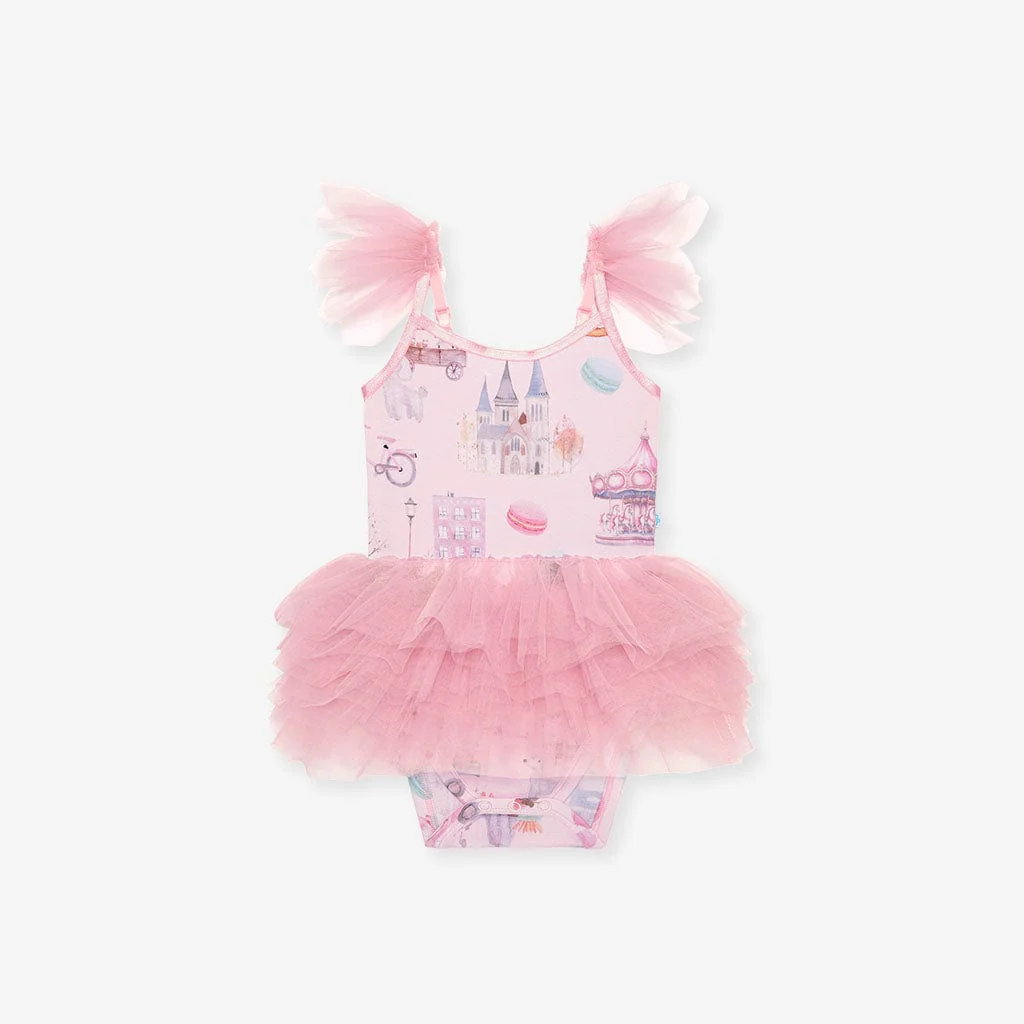Bamboo Tulle Smocked Bodysuit Dress - Posh Paris - Image 3