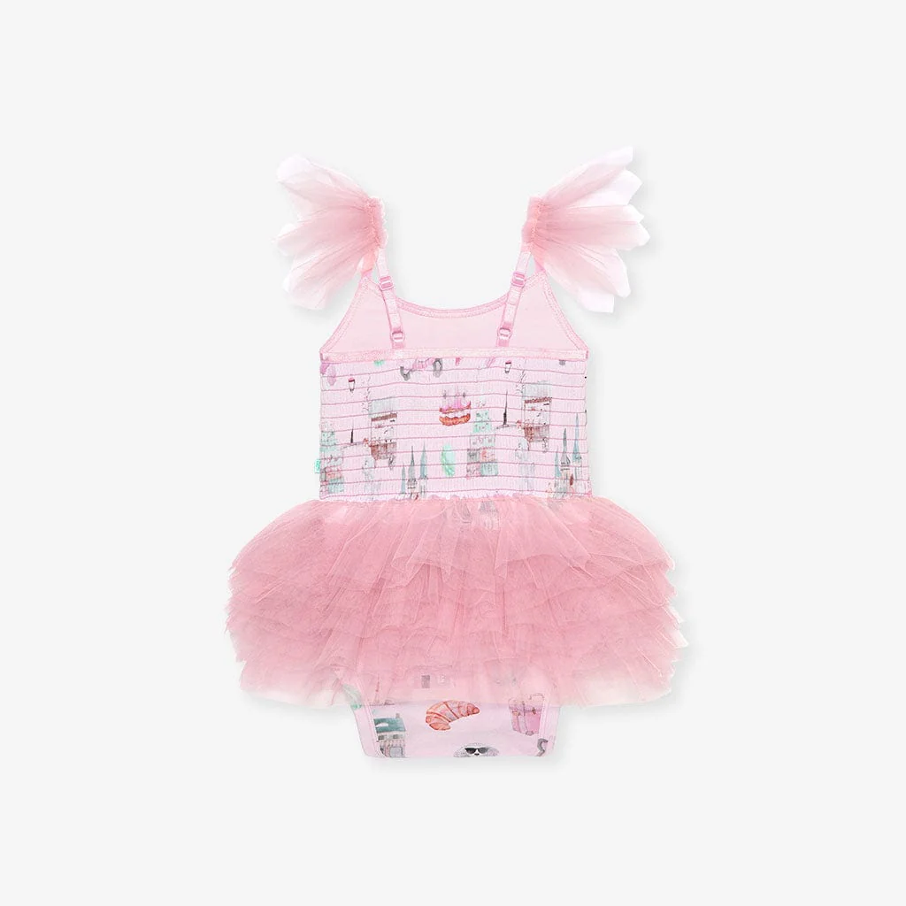 Bamboo Tulle Smocked Bodysuit Dress - Posh Paris - Image 4