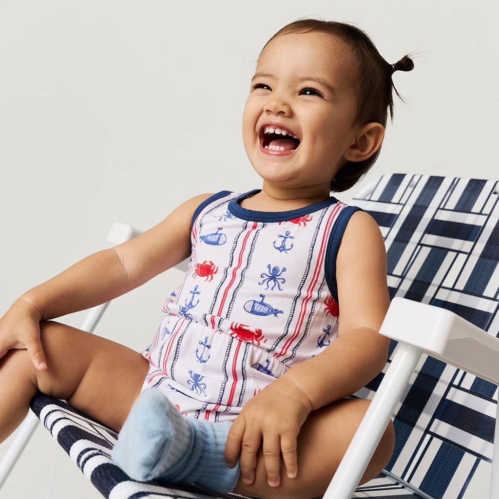 Bamboo Varsity Bubble Romper - Connor (Nautical) - Image 2
