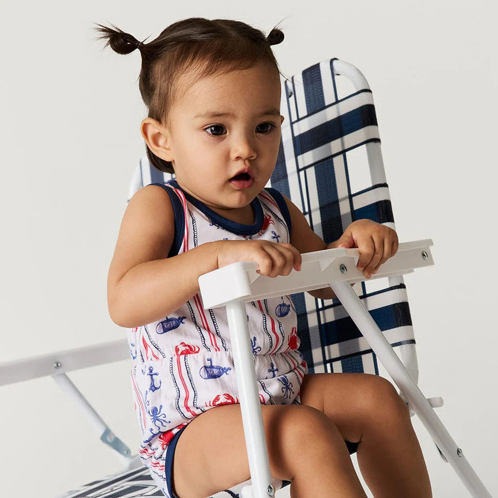 Bamboo Varsity Bubble Romper - Connor (Nautical) - Image 4
