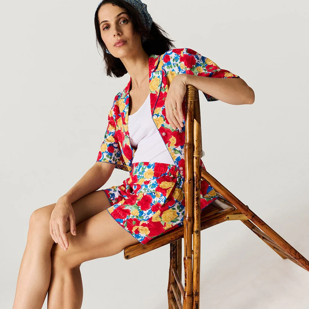 Women's Bamboo Challis Short Set - Valentina (Floral) - Image 4