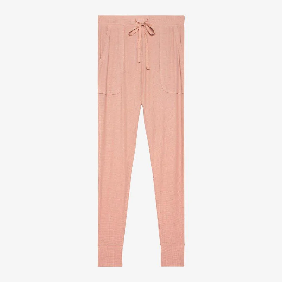 Women's Solid Bamboo Long Sleeve Pajama Set - Desert Rose Waffle - Image 2