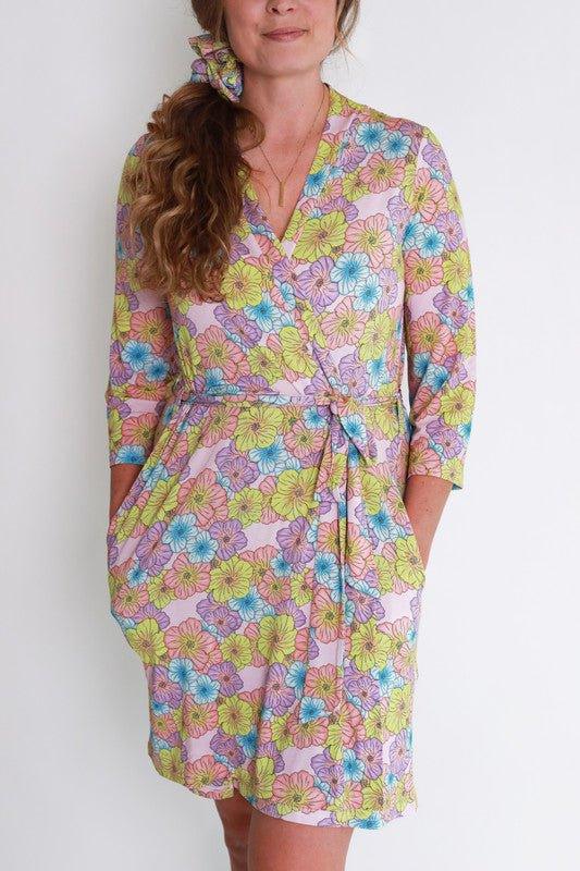 Women's Bamboo Maternity Robe with Pockets - Kourtney (Floral) - Image 2
