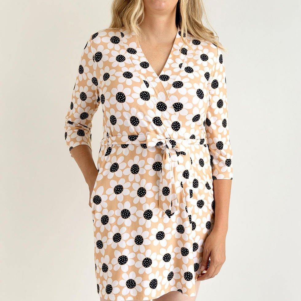 Women's Bamboo Maternity Robe with Pockets - Reagan (Floral) - Image 2