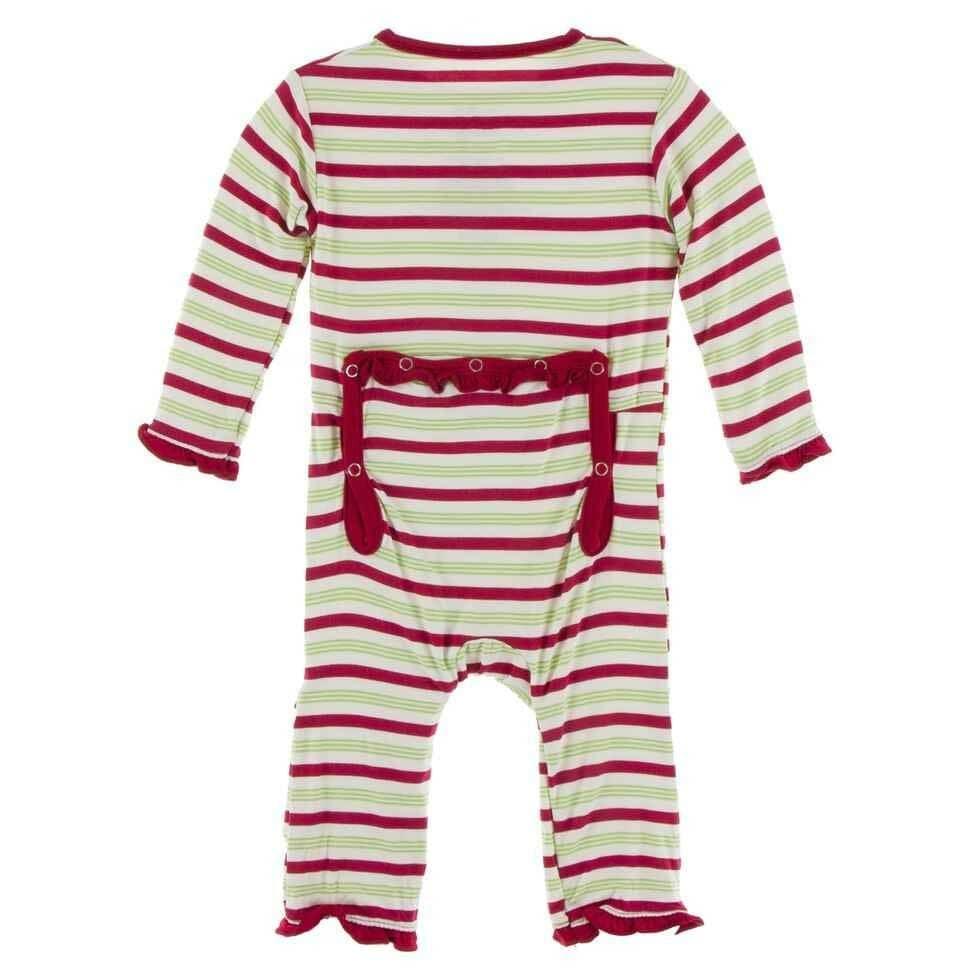 Print Bamboo Classic Ruffle Coverall with Zipper - Candy Cane Stripe - Image 2