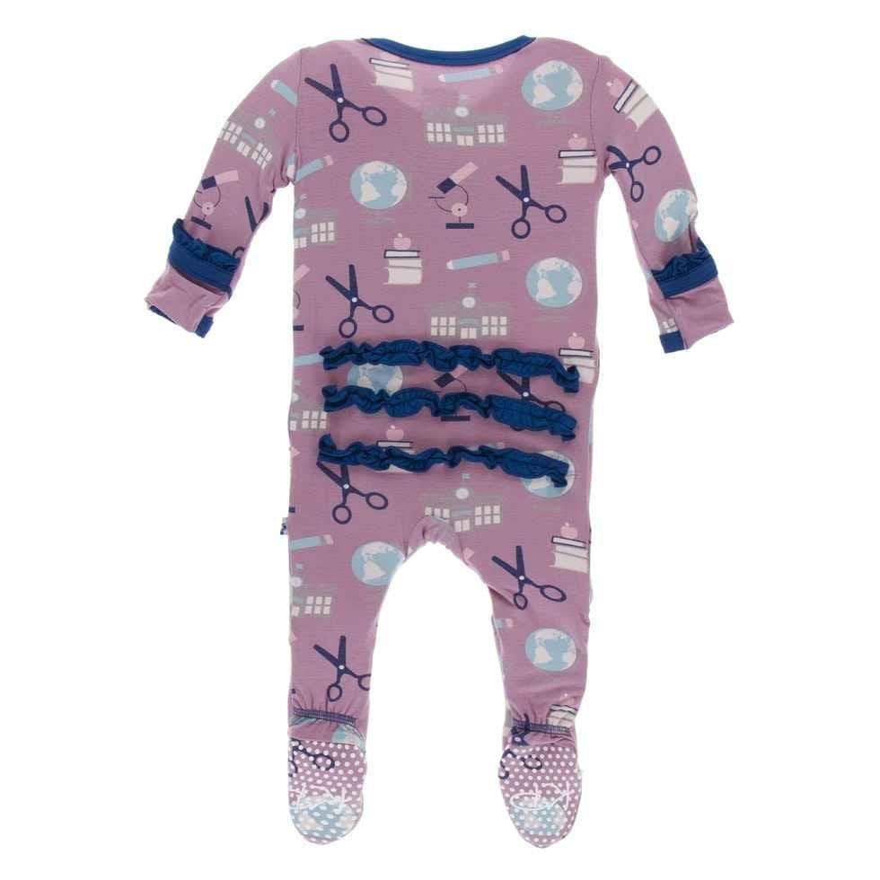 Print Bamboo Classic Ruffle Footie with Snaps - Pegasus Education - Image 2