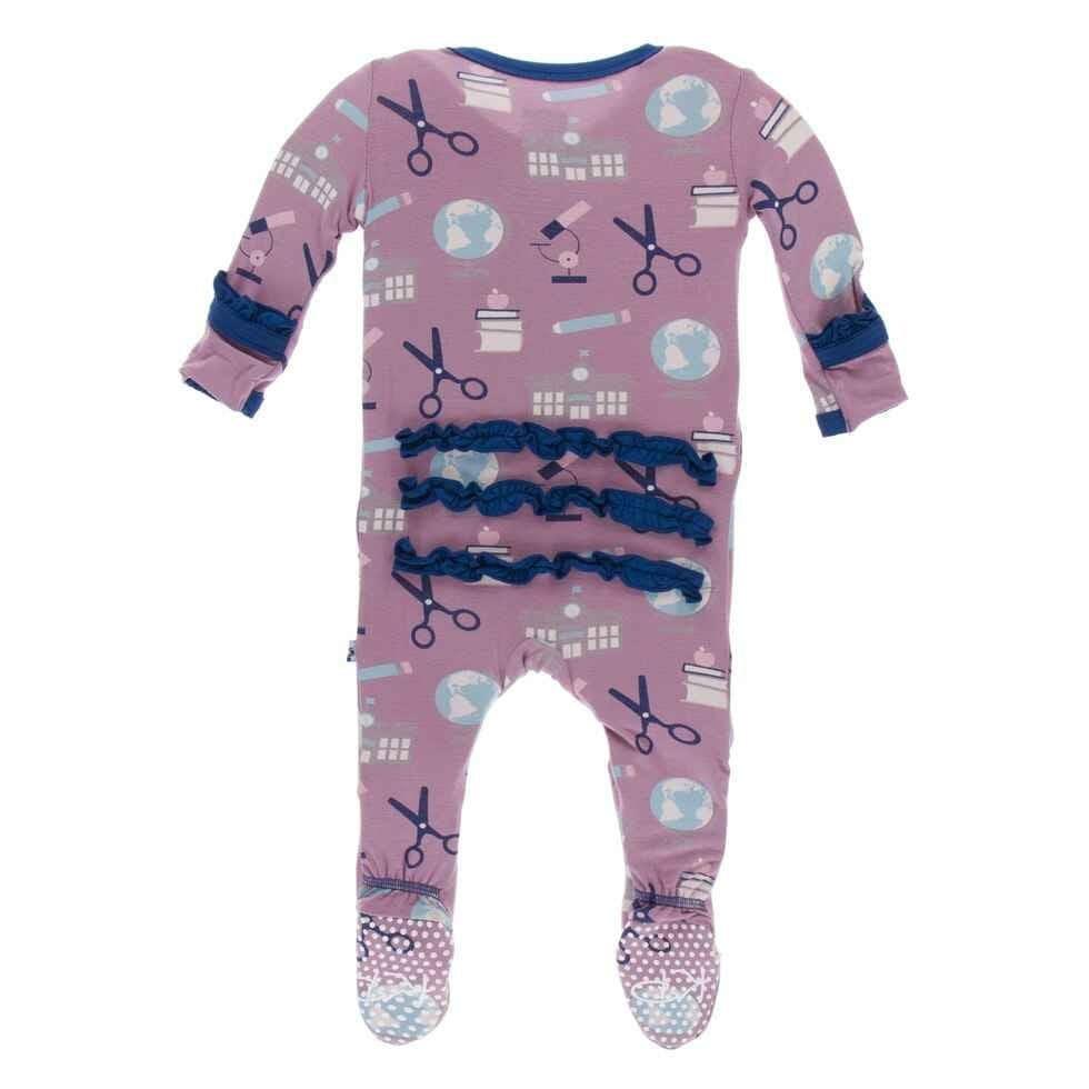 Print Bamboo Classic Ruffle Footie with Zipper - Pegasus Education - Image 2