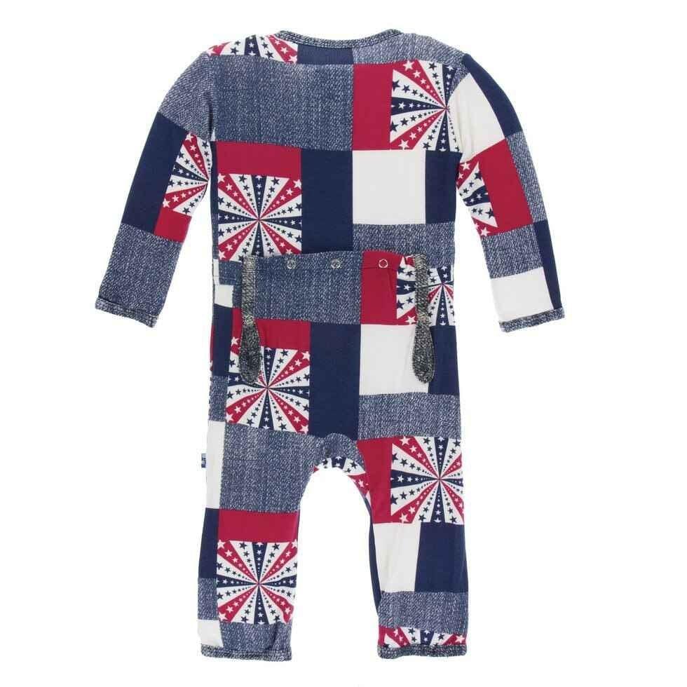 Print Bamboo Coverall with Snaps - Patchwork - Image 2